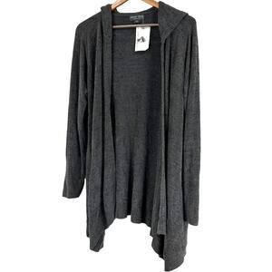 Barefoot Dreams NWT Cozychic Ultra Lite Wide Collar Jacket Carbon Size M Hooded